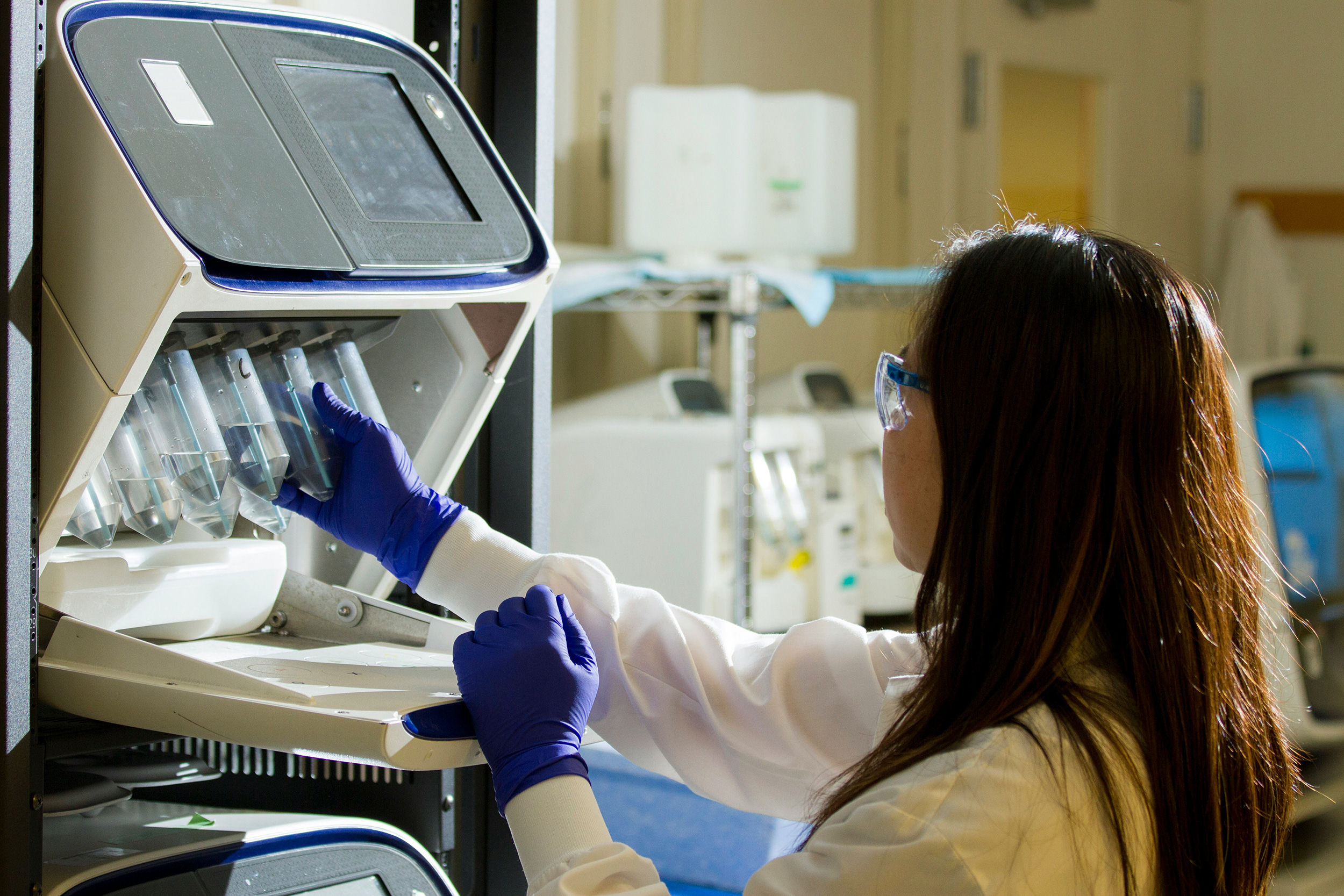 Gene therapist working in a lab environment